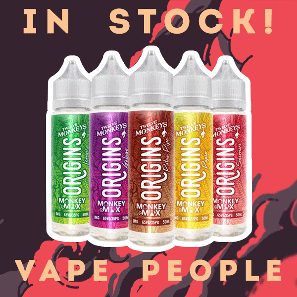 Origins 50ml vape liquid range by 12 Monkeys is now in stock!